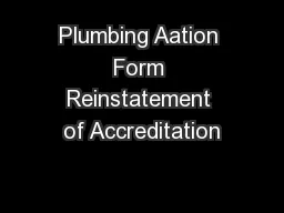 Plumbing Aation Form Reinstatement of Accreditation