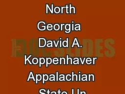 University of North Georgia  David A. Koppenhaver Appalachian State Un