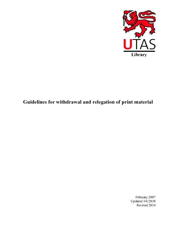 Guidelines for withdrawal and relegation of print material