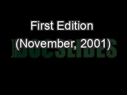 First Edition (November, 2001)