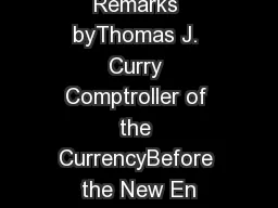 Remarks byThomas J. Curry Comptroller of the CurrencyBefore the New En