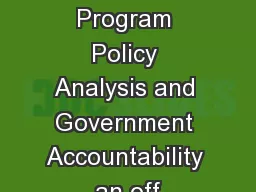 Office of Program Policy Analysis and Government Accountability an off