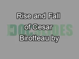 Rise and Fall of Cesar Birotteau by
