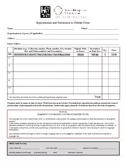 Reproduction and Permission to Publish Form