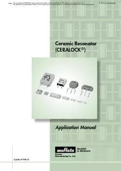 Ceramic Resonator(CERALOCKr)Application Manual