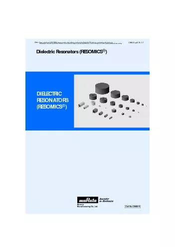 210181922Part Numbering2Dielectric Resonator (RESOMICSr) Features/Appl