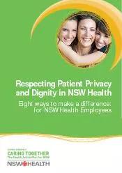 Respecting Patient Privacy and Dignity in NSW HealthEight ways to make