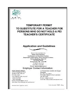 TEMPORARY PERMITTO SUBSTITUTE FOR A TEACHERApplication and Guidelines