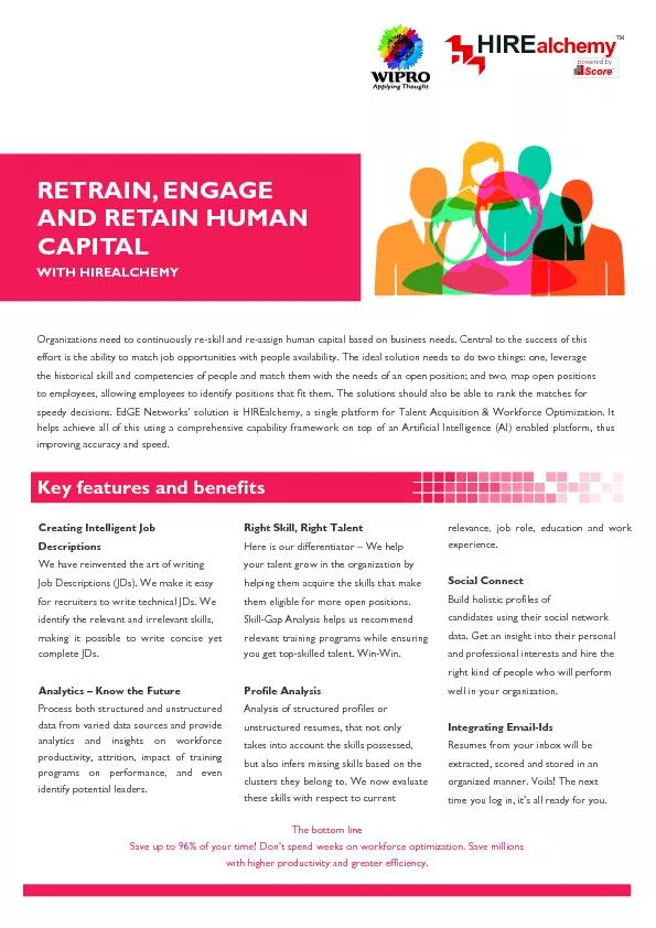 RETRAIN, ENGAGEAND RETAIN HUMANCAPITAL  thus clusters they belong to.
