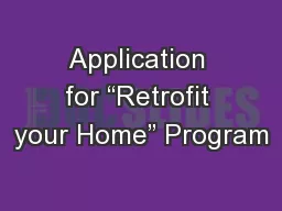 Application for “Retrofit your Home” Program