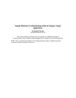 Sample MQSeries Troubleshooting Guide for Request / Reply applications