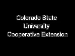 Colorado State University Cooperative Extension