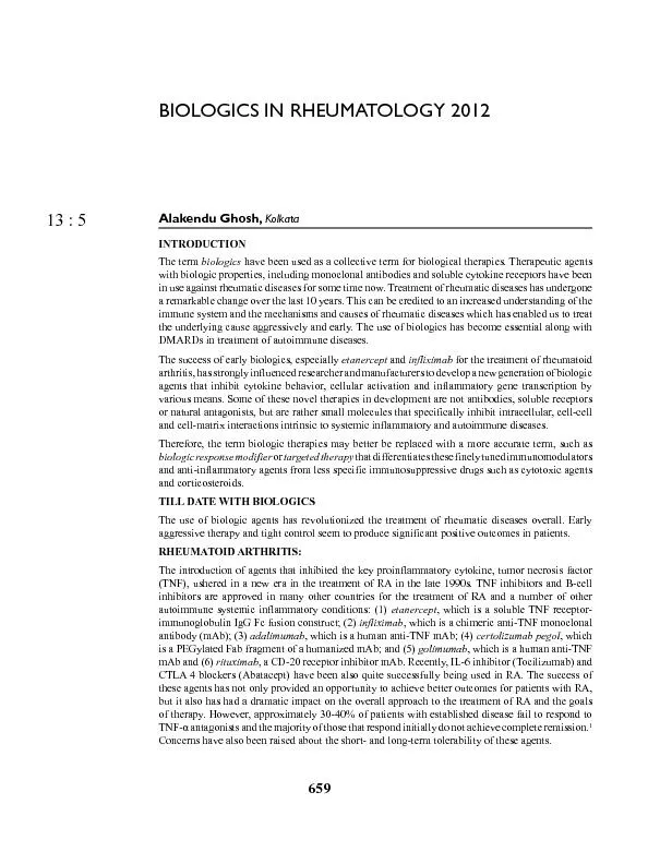 BIOLOGICS IN RHEUMATOLOGY 2012