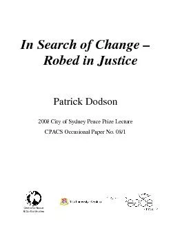 Robed in Justice    Patrick Dodson   2008 City of Sydney Peace Prize L