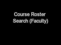 Course Roster Search (Faculty)