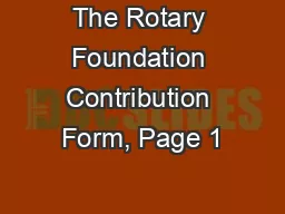 The Rotary Foundation Contribution Form, Page 1