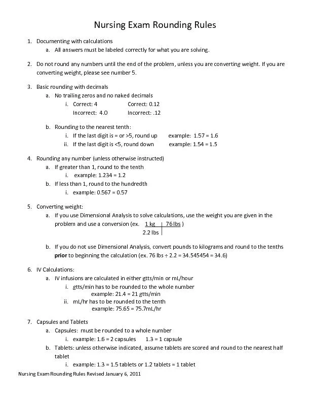 Rounding Rules Revised January 6, 2011