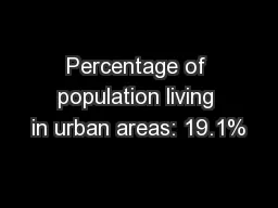 Percentage of population living in urban areas: 19.1%