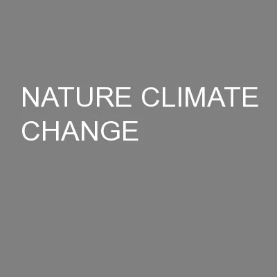 NATURE CLIMATE CHANGE