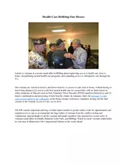 Health Care Befitting Our Heroes I spoke to veterans a