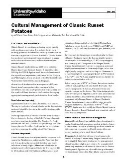 Cultural Management of Classic Russet