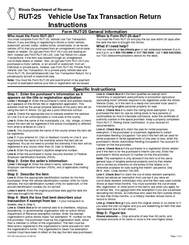 Form RUT-25 General Information