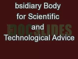 bsidiary Body for Scientific and Technological Advice