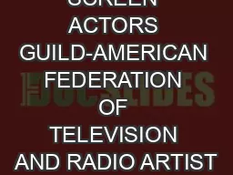SCREEN ACTORS GUILD-AMERICAN FEDERATION OF TELEVISION AND RADIO ARTIST