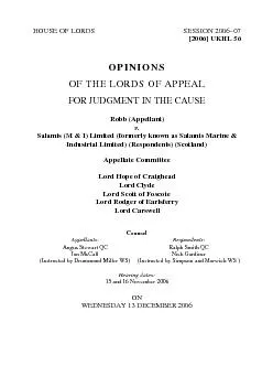 - HOUSE OF LORDS  OPINIONS OF THE LORDS OF APPEAL FOR JUDGMENT IN THE