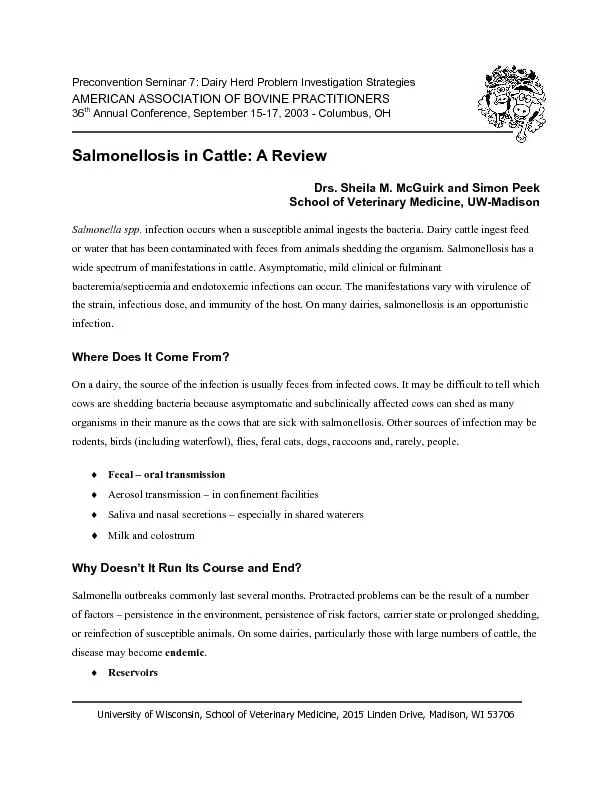 Preconvention Seminar 7: Dairy Herd Problem Investigation Strategies A