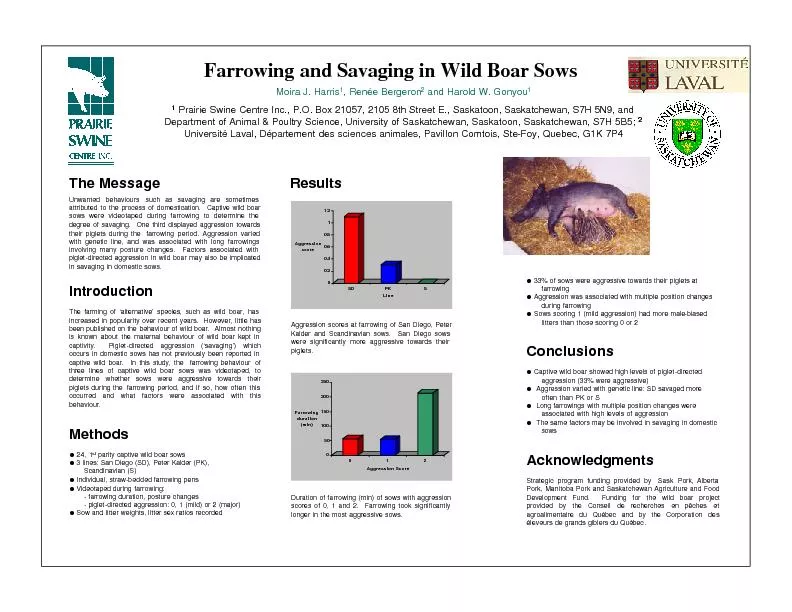 Farrowingand Savaging in Wild Boar SowsMoira J. Harris1, Ren