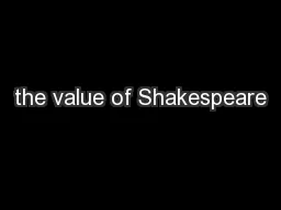 the value of Shakespeare