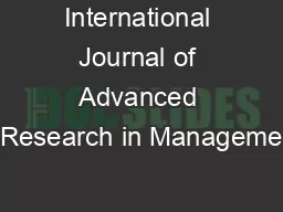 International Journal of Advanced Research in Manageme