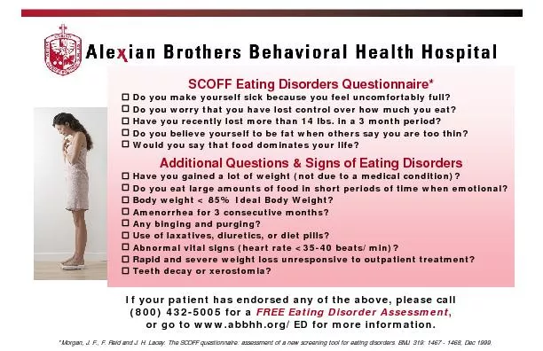 If your patient has endorsed any of the above, please call (800) 432-5