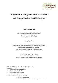 Suspension Melt Crystallization in Tubular  zur Erlangung des akademis