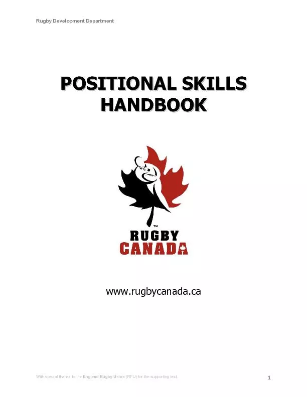 Rugby Development Department With special thanks to the England Rugby