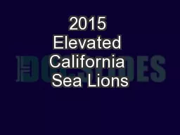 2015 Elevated California Sea Lions