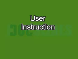 User Instruction & Installation Manual