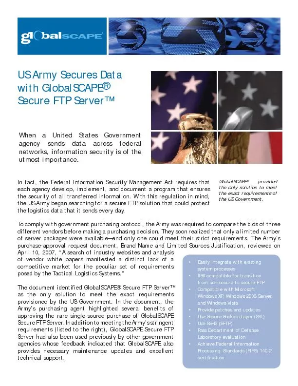 US Army Secures Data Secure FTP Server