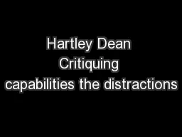 Hartley Dean Critiquing capabilities the distractions