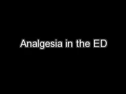 Analgesia in the ED