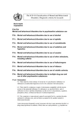 World Health Organization F F Mental and behavioural d