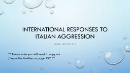 International Responses to Italian Aggression