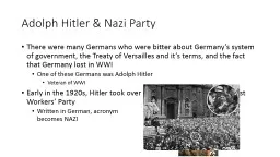 Adolph Hitler & Nazi Party