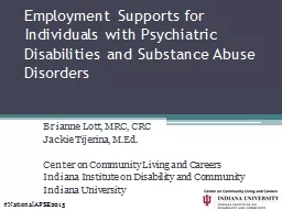 Employment Supports for Individuals with Psychiatric Disabi