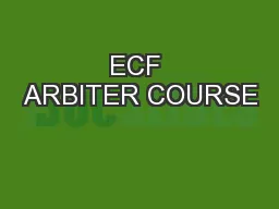 ECF ARBITER COURSE