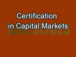 Certification in Capital Markets