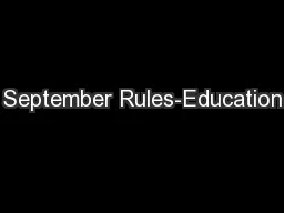 September Rules-Education