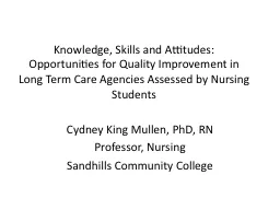 Knowledge, Skills and Attitudes: Opportunities for Quality