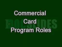 Commercial Card Program Roles
